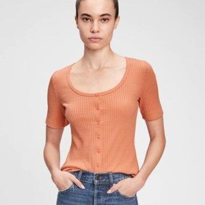 Gap Pointelle Button-Front T-Shirt large